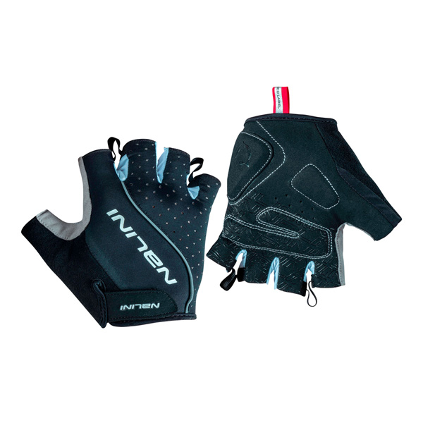 Black performance cycling glove with blue details CLOSTER